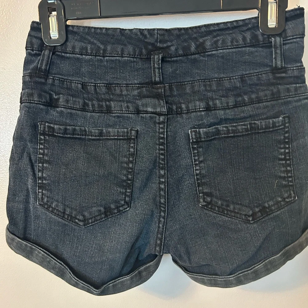 High Rise, Dark Cuffed Jean Shorts - Picture 4 of 4